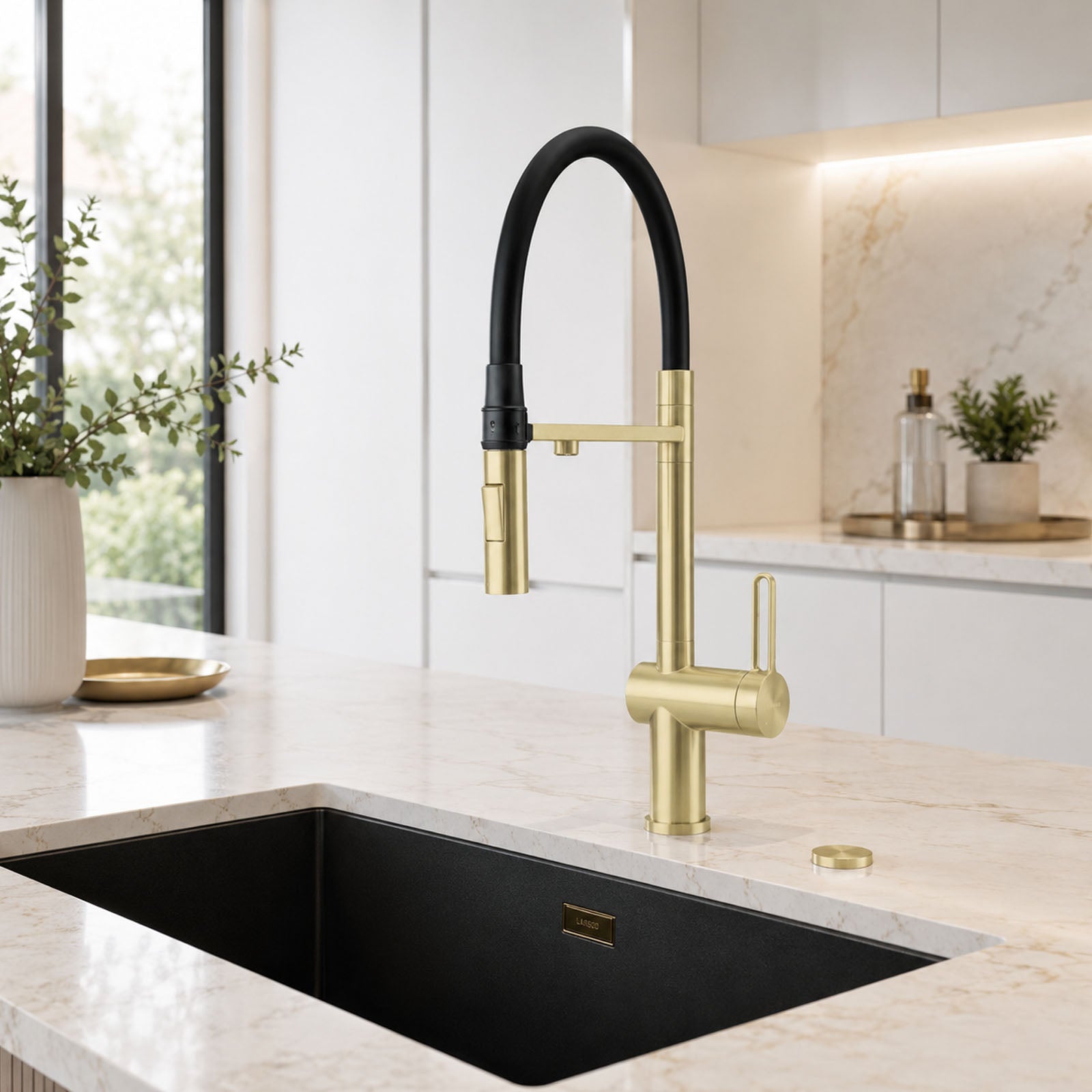 Wasserhahn Küche 3-Wege Primo Edelstahl Goldfarben